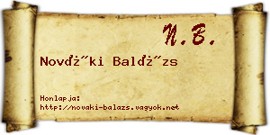 Nováki Balázs névjegykártya